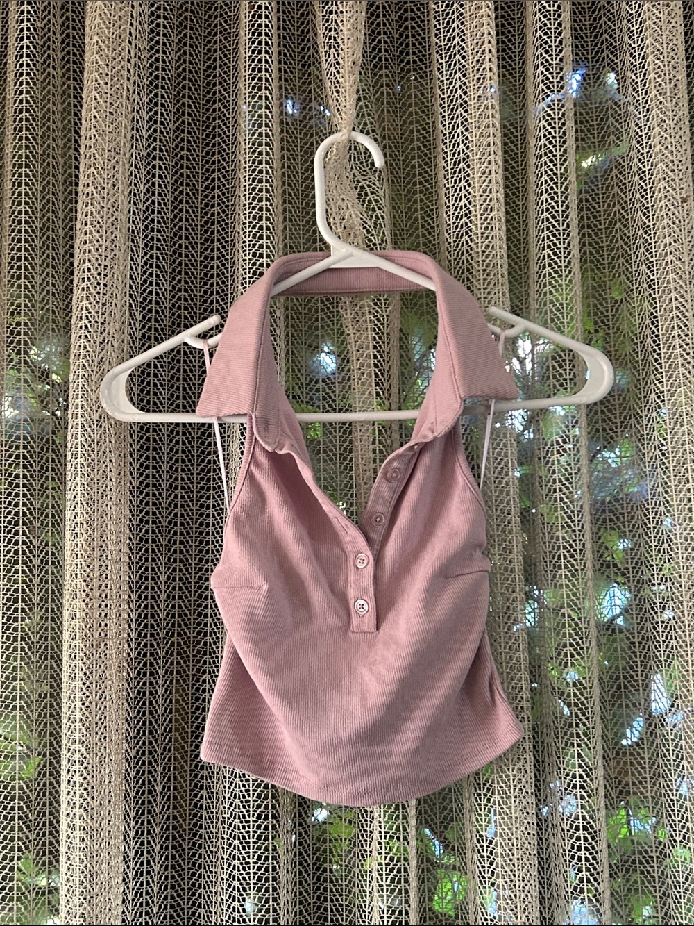 Aeropostale Dusty Pink Ribbed Halter Polo Tank